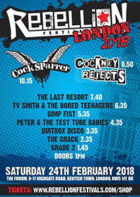 TV Smith & the Bored Teenagers - Rebellion London 2018, O2 Forum, Kentish Town, London 24.2.18